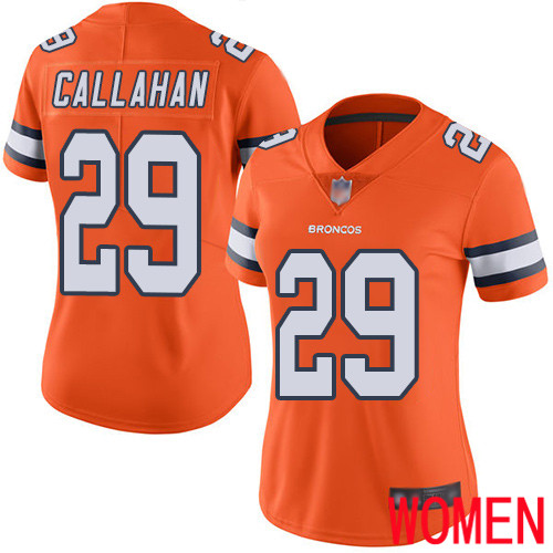 Women Denver Broncos 29 Bryce Callahan Limited Orange Rush Vapor Untouchable Football NFL Jersey